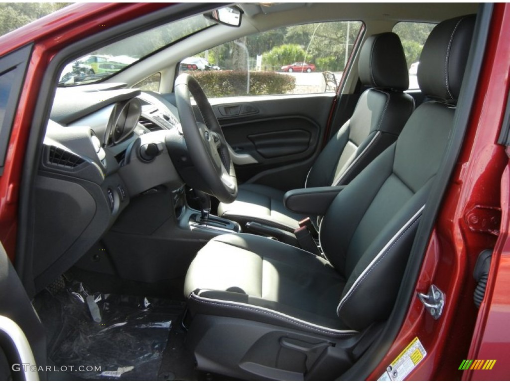 Charcoal Black Leather Interior 2013 Ford Fiesta Titanium Sedan Photo #73056586
