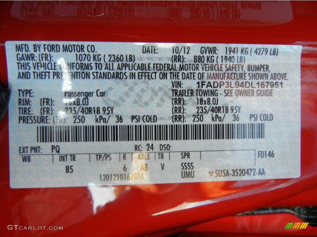 2013 Focus Color Code PQ for Race Red Photo #73060359