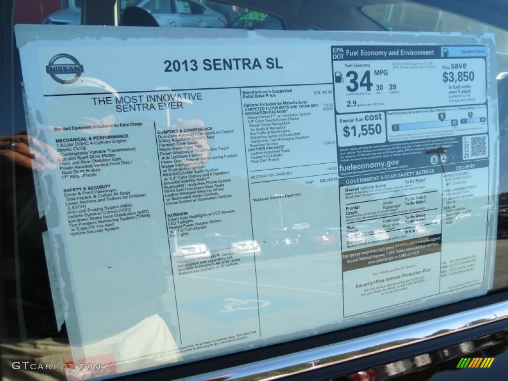 2013 Nissan Sentra SL Window Sticker Photo #73065180