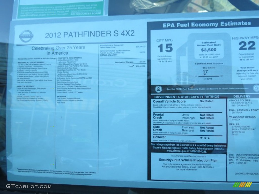 2012 Pathfinder S - Dark Slate / Graphite photo #14