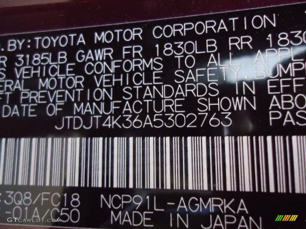 2010 Yaris Color Code 3Q8 for Carmine Red Metallic Photo #73067517