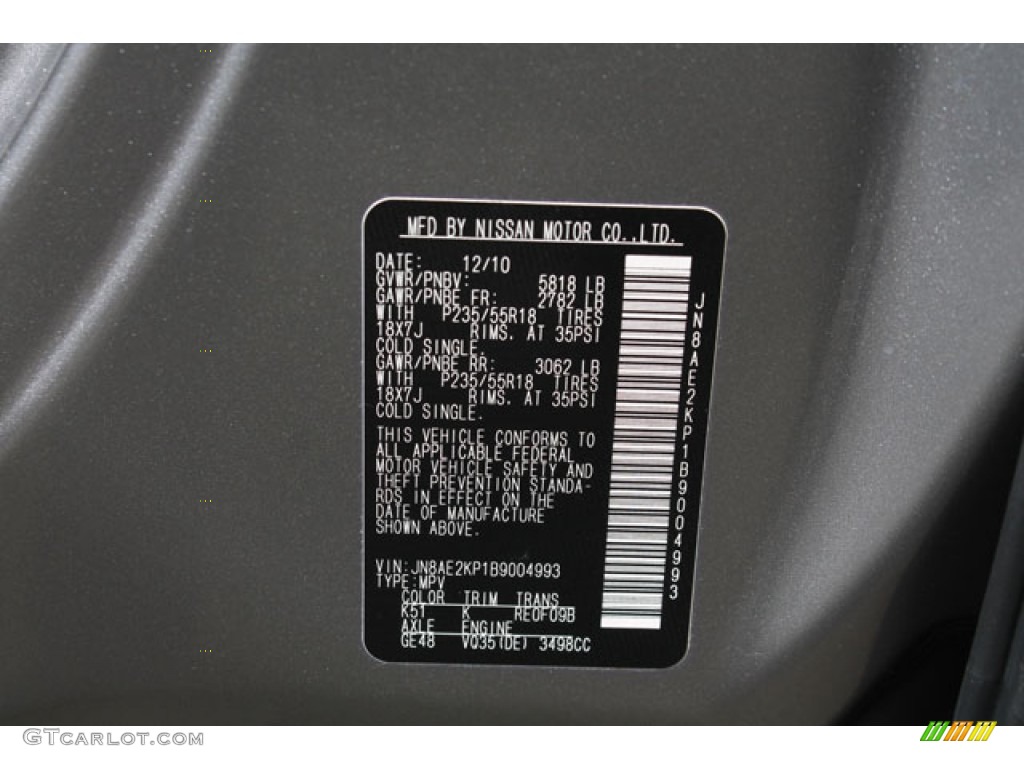 Nissan colour codes 2011 #3