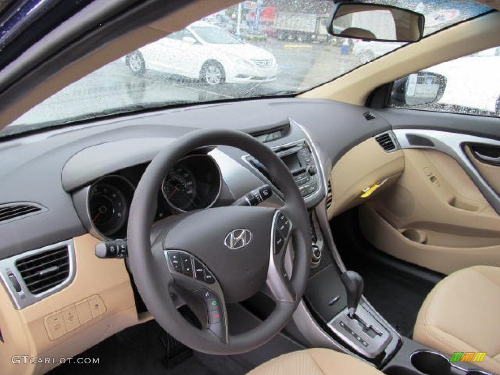 2013 Elantra GLS - Indigo Night / Beige photo #6