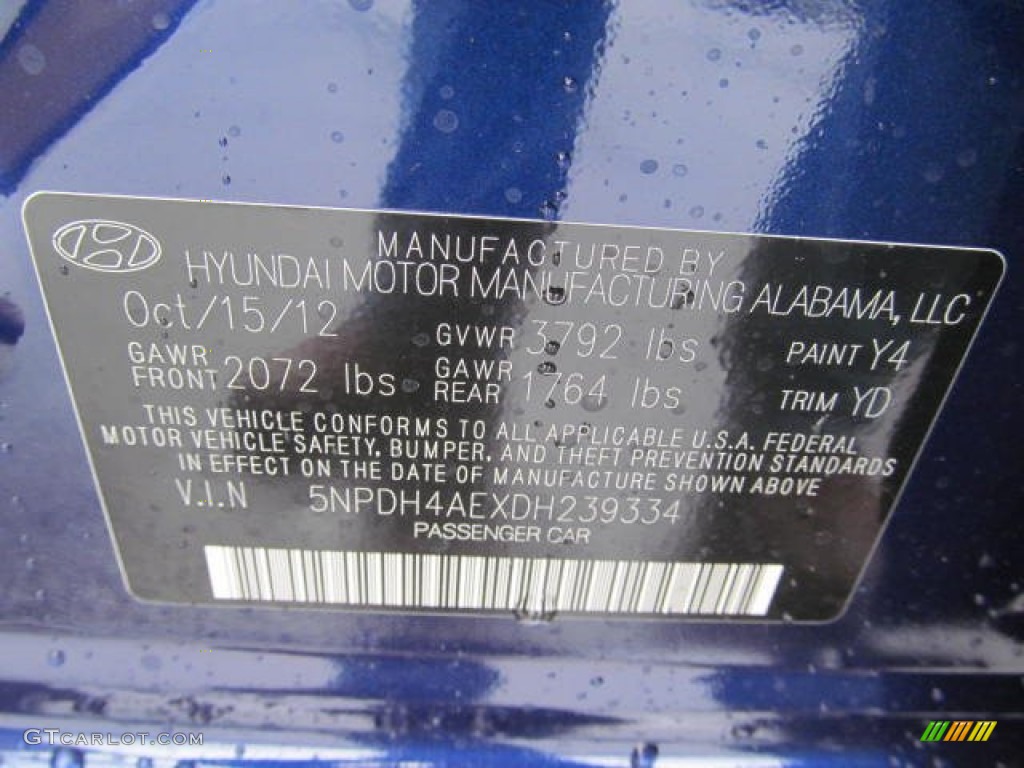 2013 Elantra GLS - Indigo Night / Beige photo #10