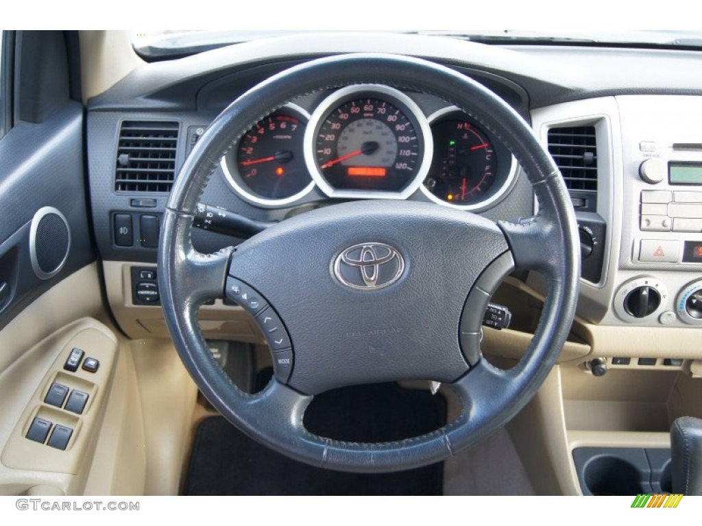 2010 Toyota Tacoma V6 SR5 Double Cab 4x4 Sand Beige Steering Wheel Photo #73079190