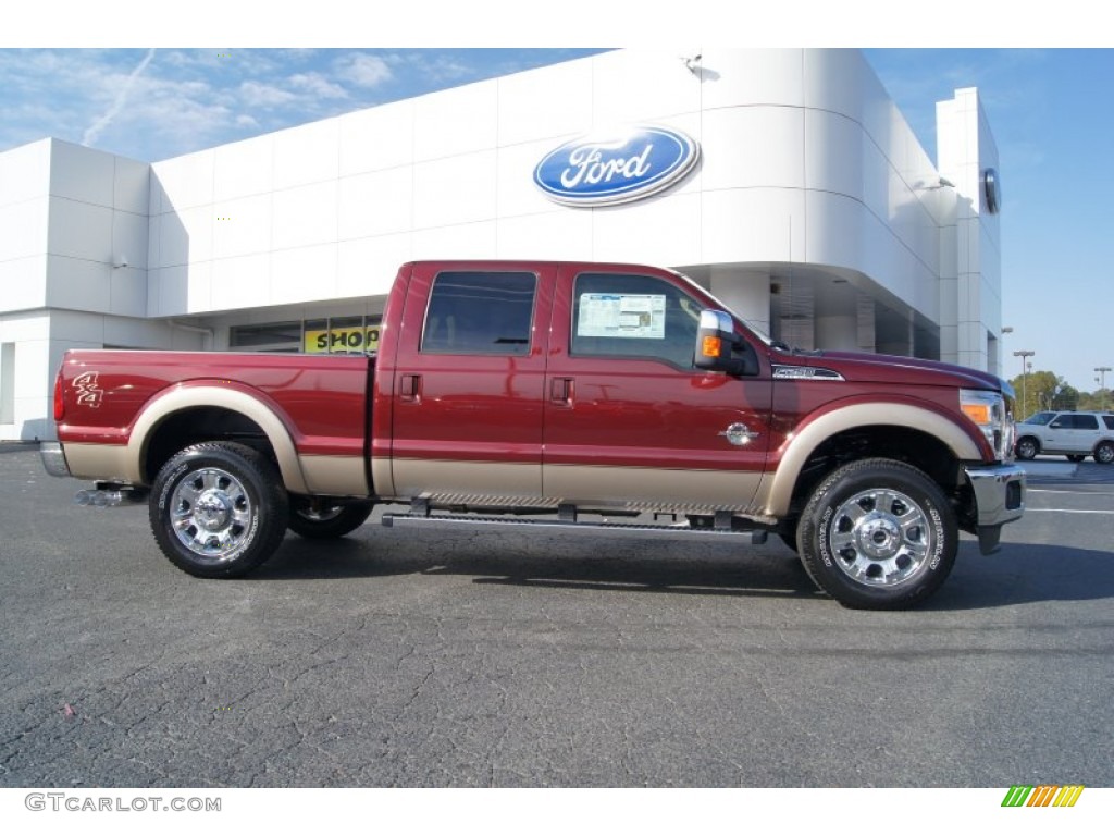 2012 F250 Super Duty Lariat Crew Cab 4x4 - Autumn Red Metallic / Adobe photo #2