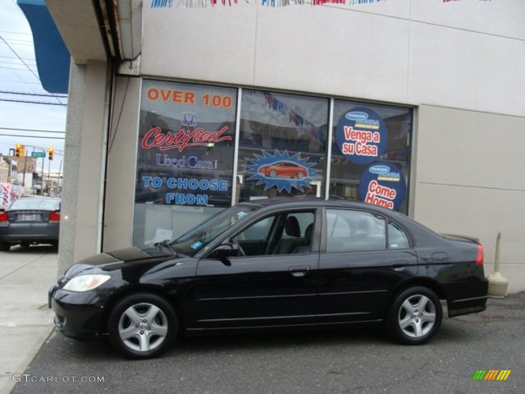 2004 Civic EX Sedan - Nighthawk Black Pearl / Black photo #3