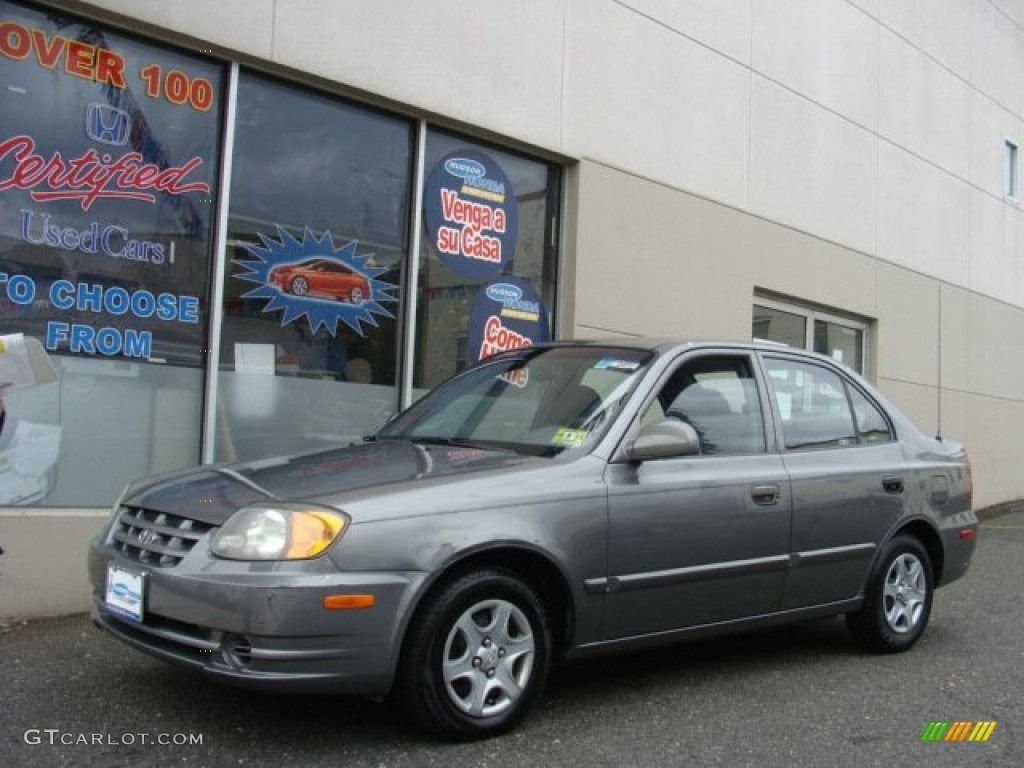 2003 Accent GL Sedan - Charcoal Gray Metallic / Gray photo #1