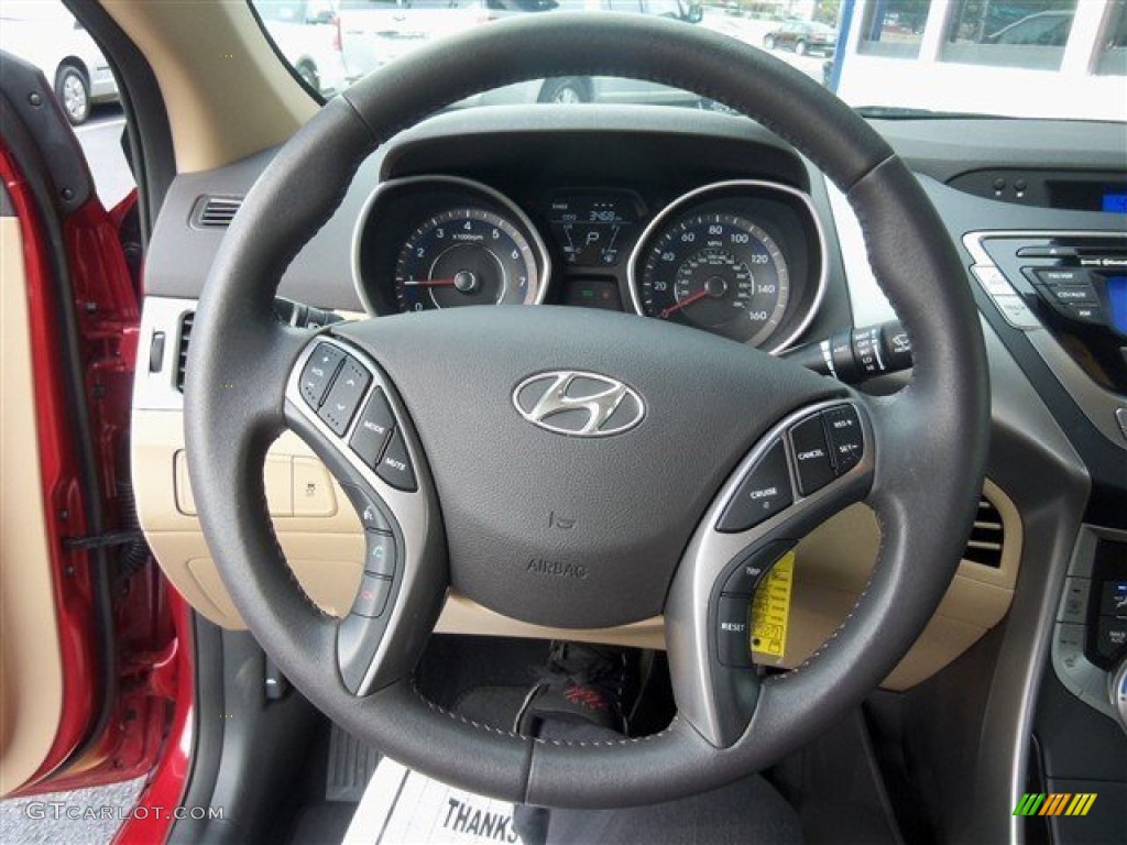 2013 Hyundai Elantra Limited Beige Steering Wheel Photo #73090932