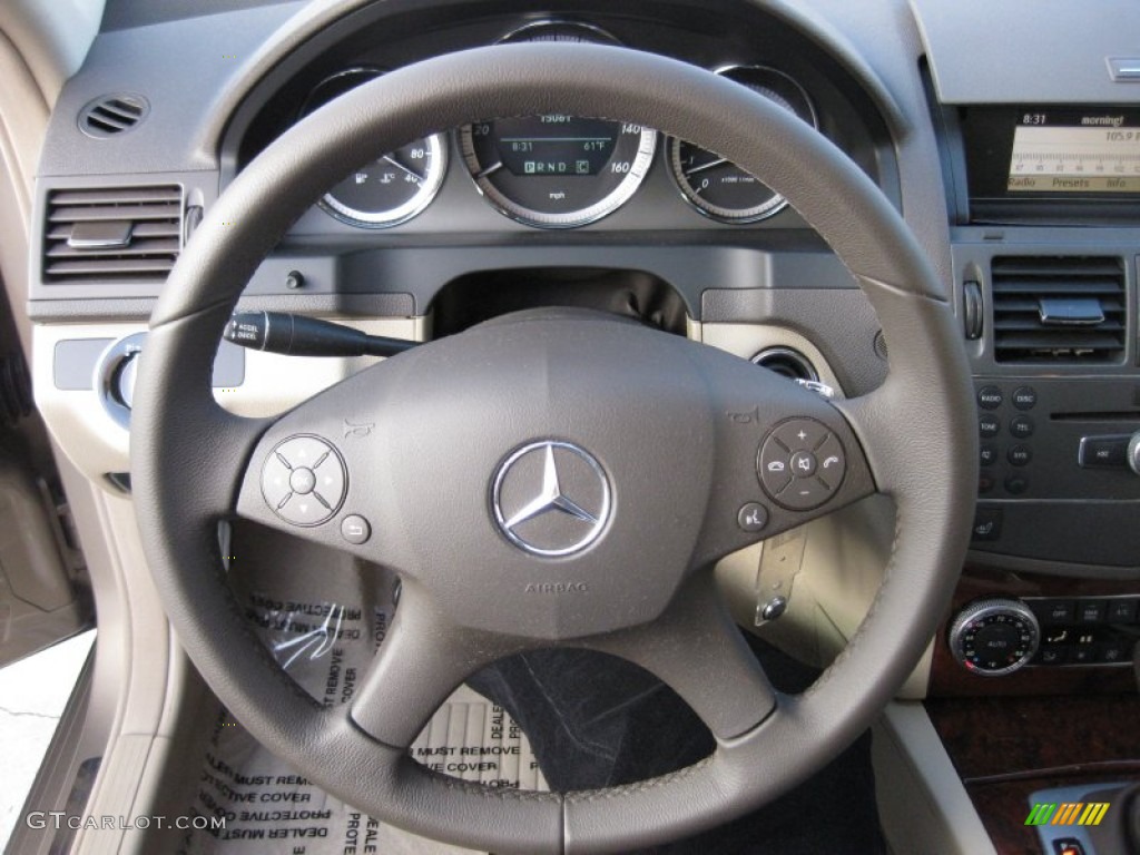 2010 Mercedes-Benz C 300 Luxury Almond/Mocha Steering Wheel Photo #73090958