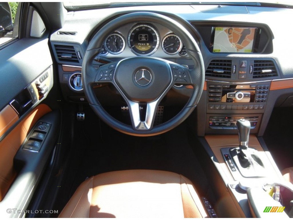 2012 Mercedes-Benz E 350 Cabriolet Natural Beige/Black Steering Wheel Photo #73094457