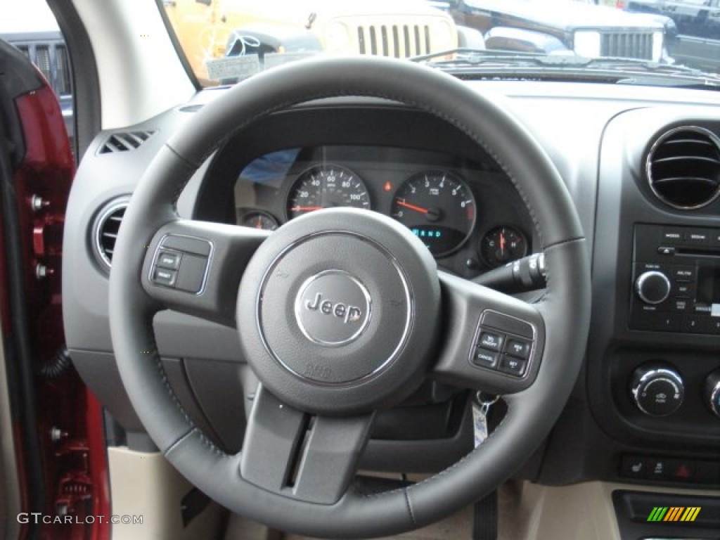2013 Jeep Compass Latitude 4x4 Dark Slate Gray/Light Pebble Steering Wheel Photo #73095640