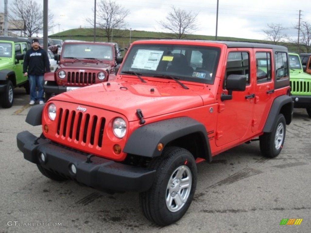 Rock Lobster Red 2013 Jeep Wrangler Unlimited Sport 4x4 Exterior Photo #73098588