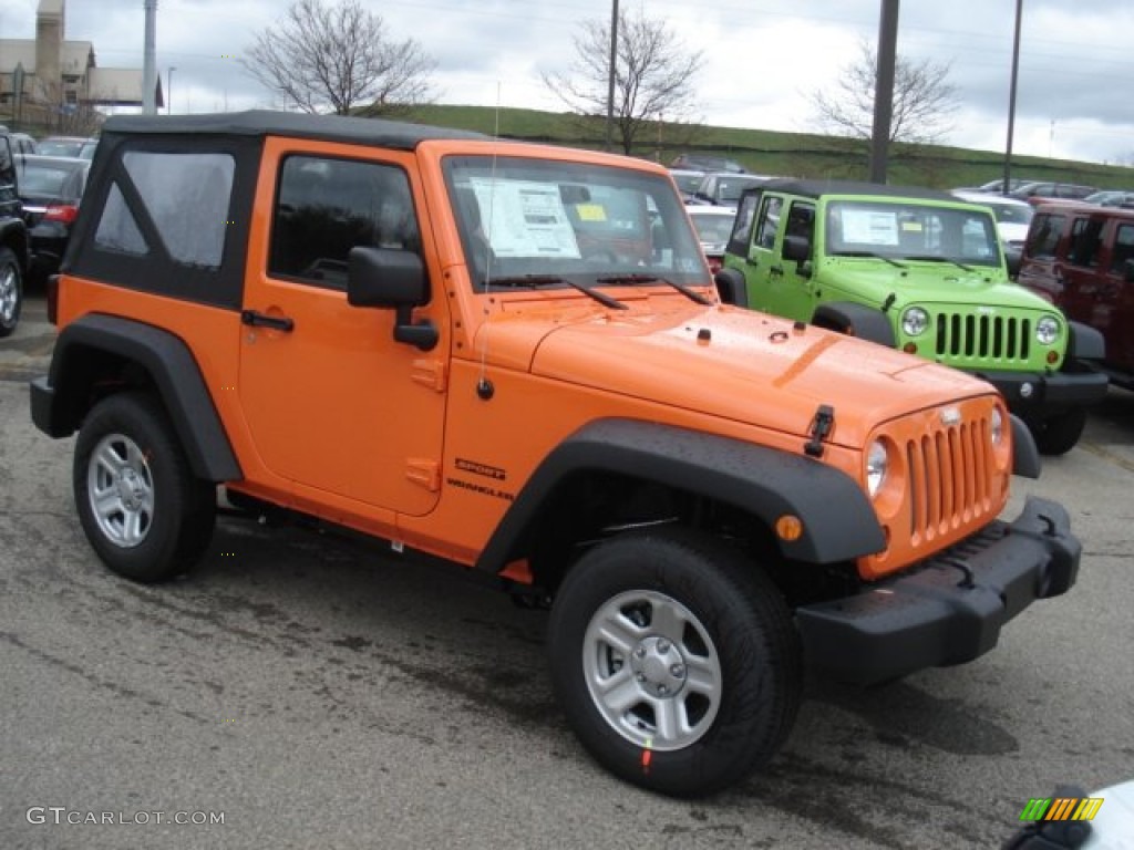 Crush Orange 2013 Jeep Wrangler Sport 4x4 Exterior Photo #73099026