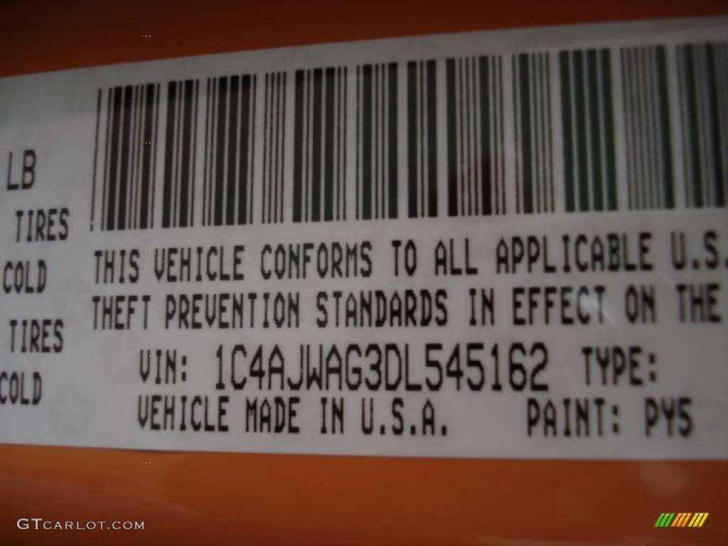 2013 Wrangler Unlimited Color Code PY5 for Dozer Yellow Photo #73100561
