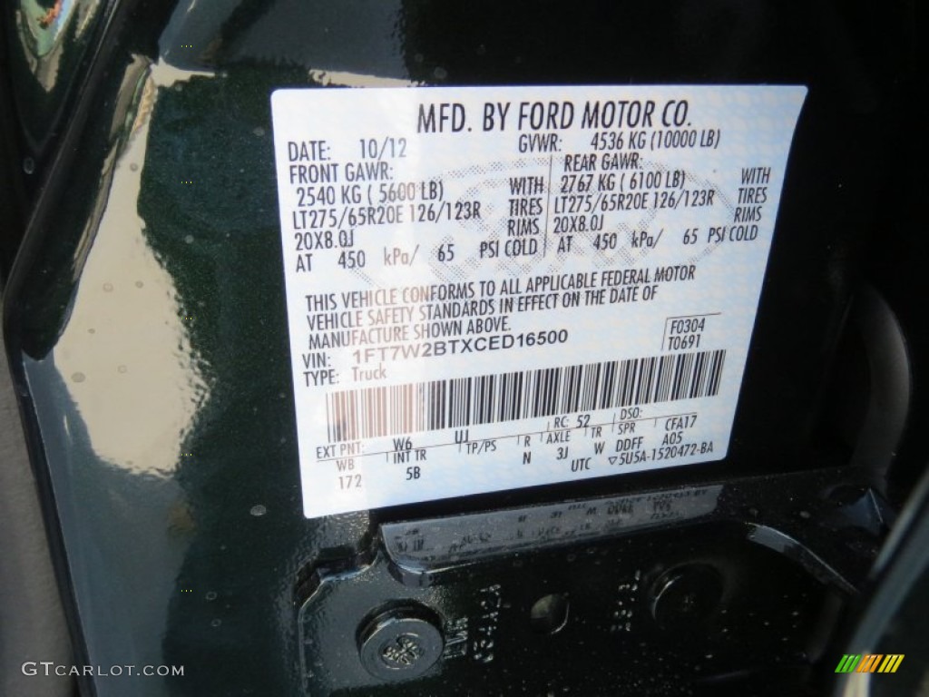 2012 F250 Super Duty Lariat Crew Cab 4x4 - Green Gem Metallic / Black photo #38