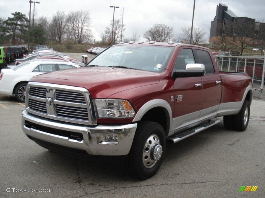Deep Cherry Red Crystal Pearl 2012 Dodge Ram 3500 HD Laramie Crew Cab 4x4 Dually Exterior Photo #73102707