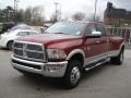 2012 Deep Cherry Red Crystal Pearl Dodge Ram 3500 HD Laramie Crew Cab 4x4 Dually  photo #2