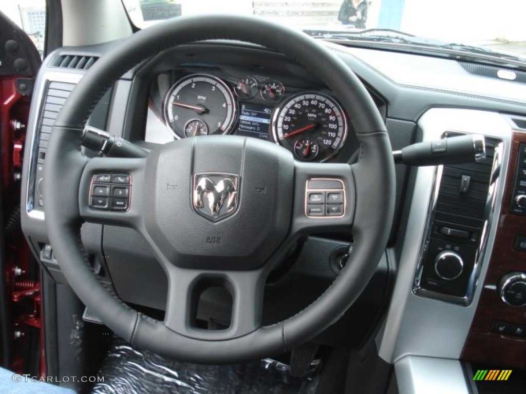 2012 Dodge Ram 3500 HD Laramie Crew Cab 4x4 Dually Dark Slate Steering Wheel Photo #73103025