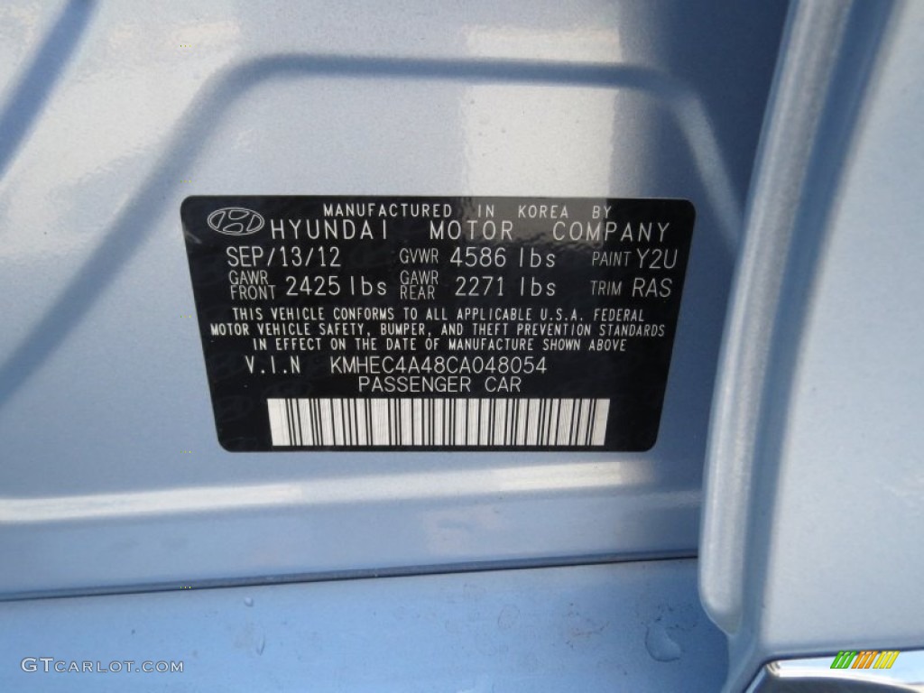 2012 Sonata Hybrid - Blue Sky Metallic / Gray photo #32