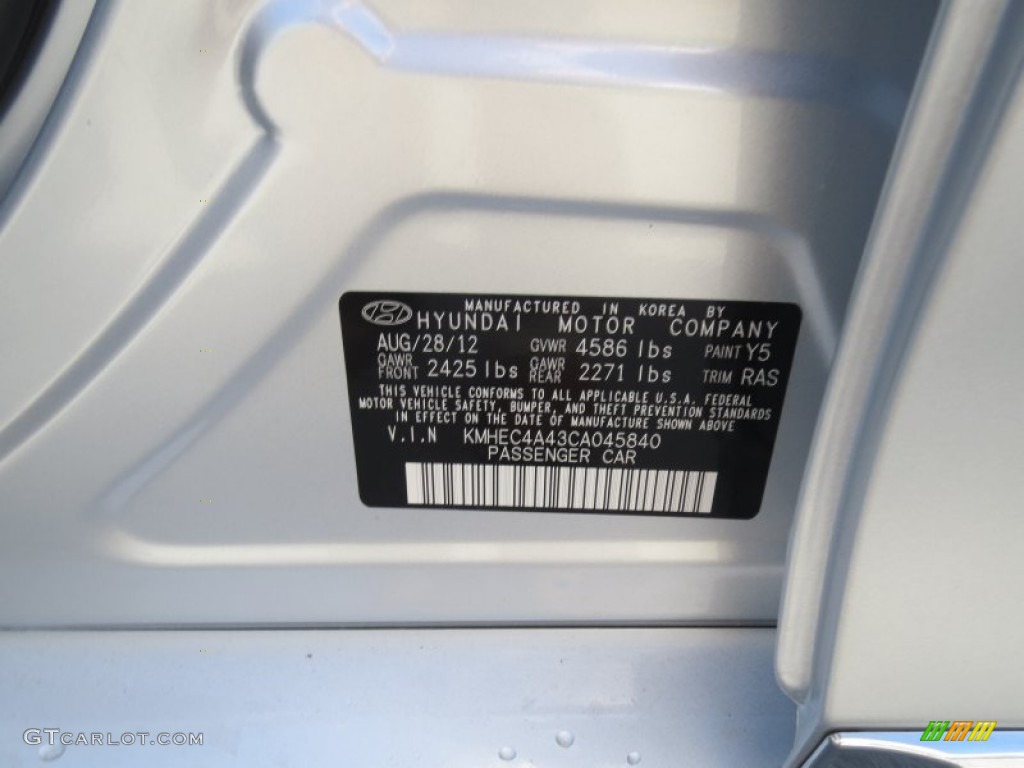 2012 Sonata Hybrid - Silver Frost Metallic / Gray photo #34