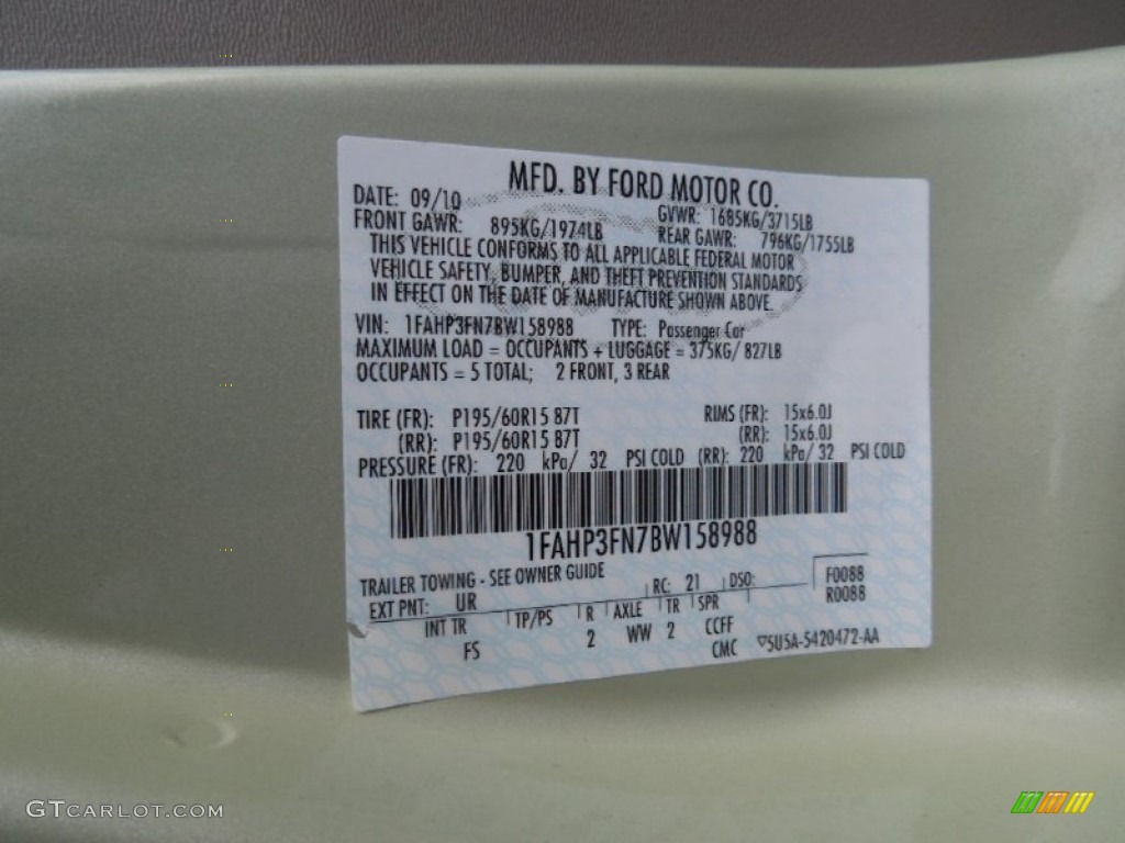 2011 Focus Color Code UR for Natural Neutral Metallic Photo #73107831