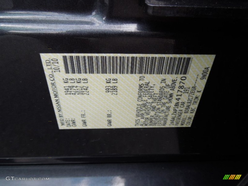 2011 Altima Color Code KBC for Metallic Slate Photo #73108113