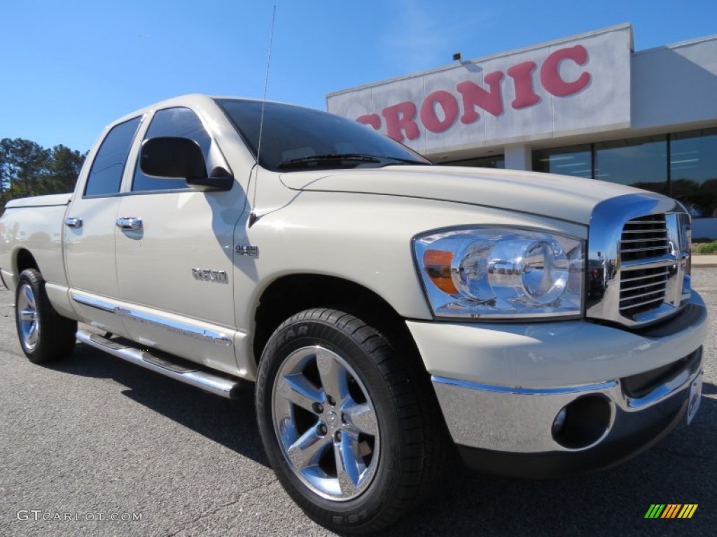 2008 Ram 1500 Big Horn Edition Quad Cab - Cool Vanilla White / Khaki photo #1