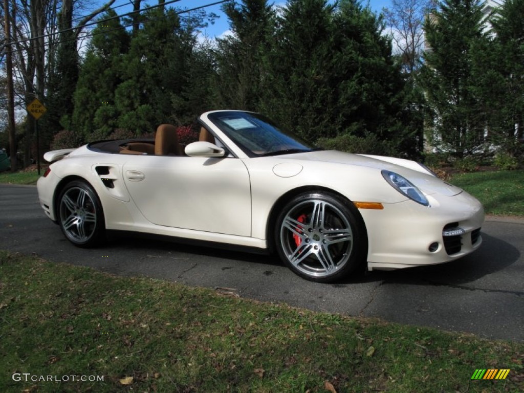2009 911 Turbo Cabriolet - Cream White / Natural Brown photo #8