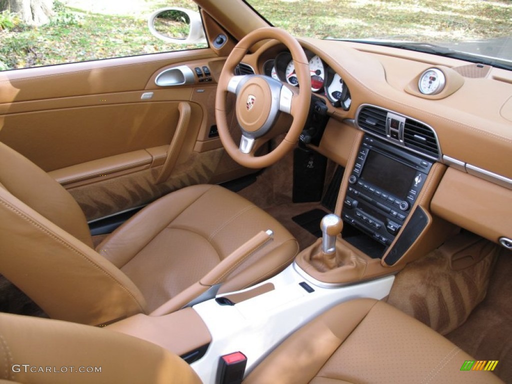2009 Porsche 911 Turbo Cabriolet Natural Brown Dashboard Photo #73119996