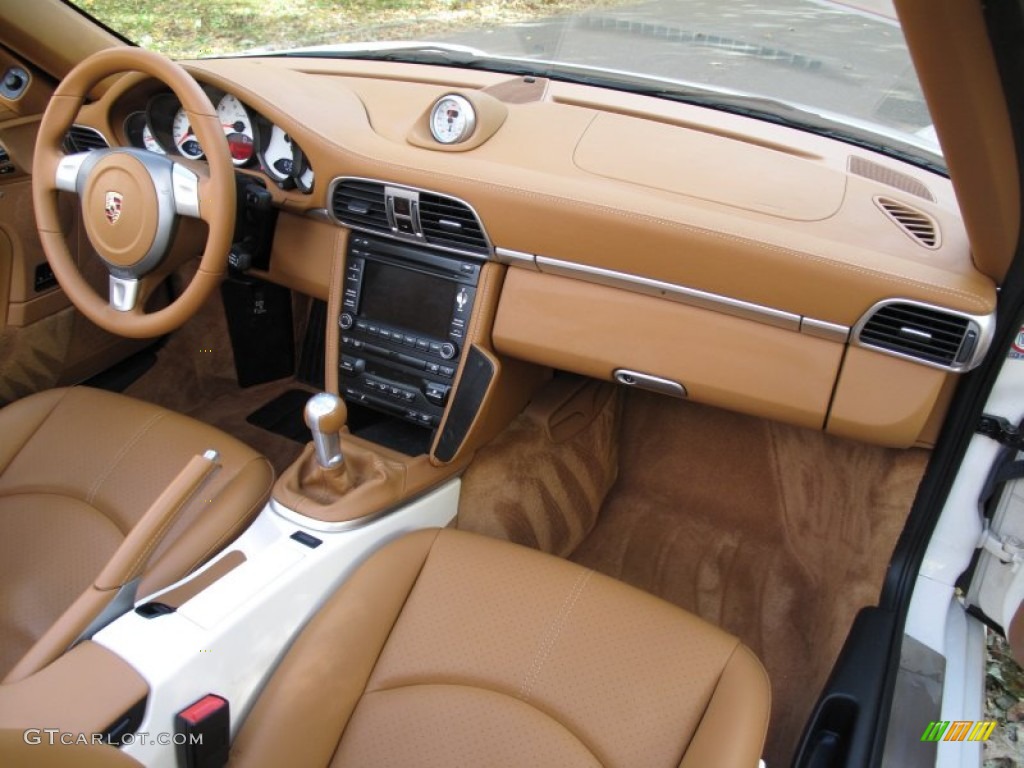 2009 Porsche 911 Turbo Cabriolet Natural Brown Dashboard Photo #73120023
