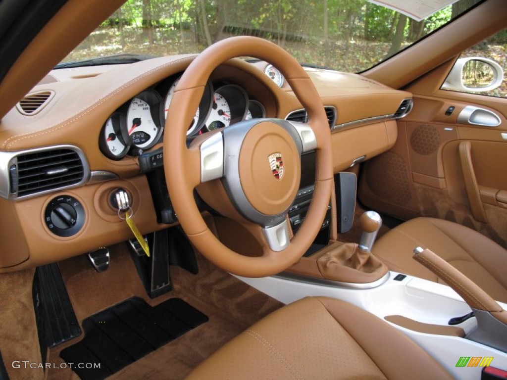 Natural Brown Interior 2009 Porsche 911 Turbo Cabriolet Photo #73120084