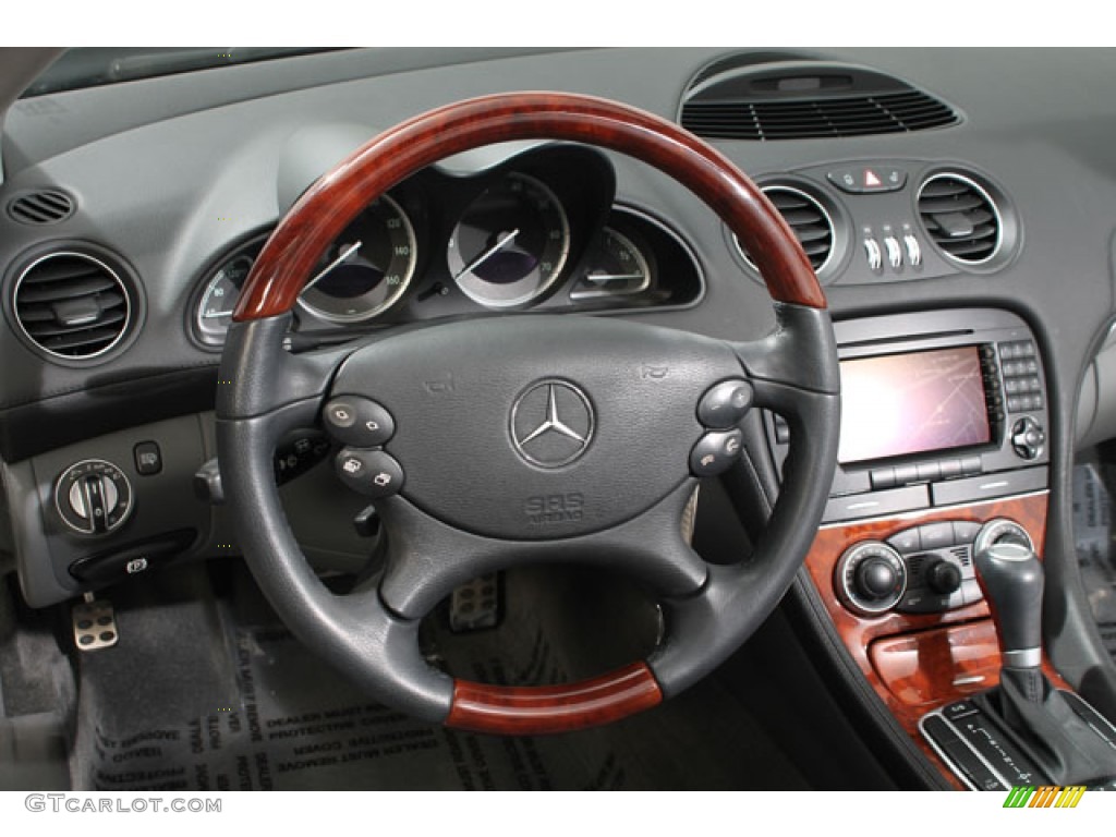 2005 Mercedes-Benz SL 500 Roadster Charcoal Steering Wheel Photo #73125429