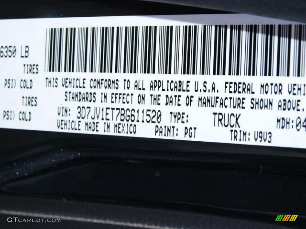 2011 Dodge Ram 1500 ST Regular Cab 4x4 Color Code Photos