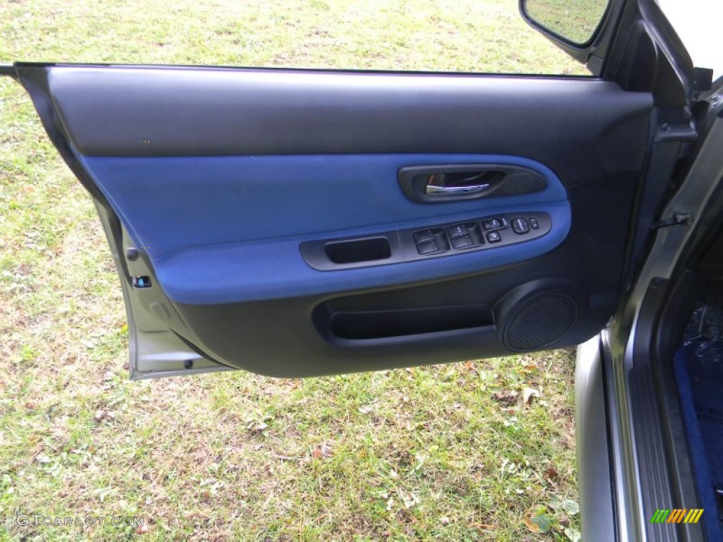 2007 Subaru Impreza WRX STi Blue Alcantara Door Panel Photo #73132293