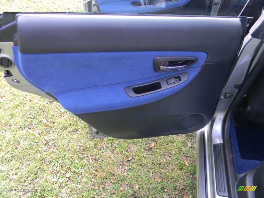 2007 Subaru Impreza WRX STi Blue Alcantara Door Panel Photo #73132332
