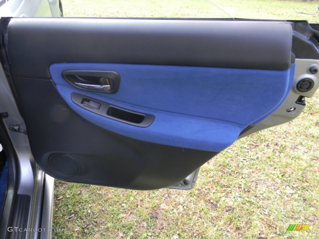 2007 Subaru Impreza WRX STi Blue Alcantara Door Panel Photo #73132395