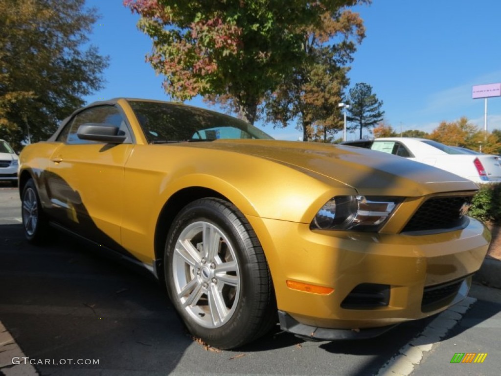 2010 Mustang V6 Convertible - Sunset Gold Metallic / Charcoal Black photo #4