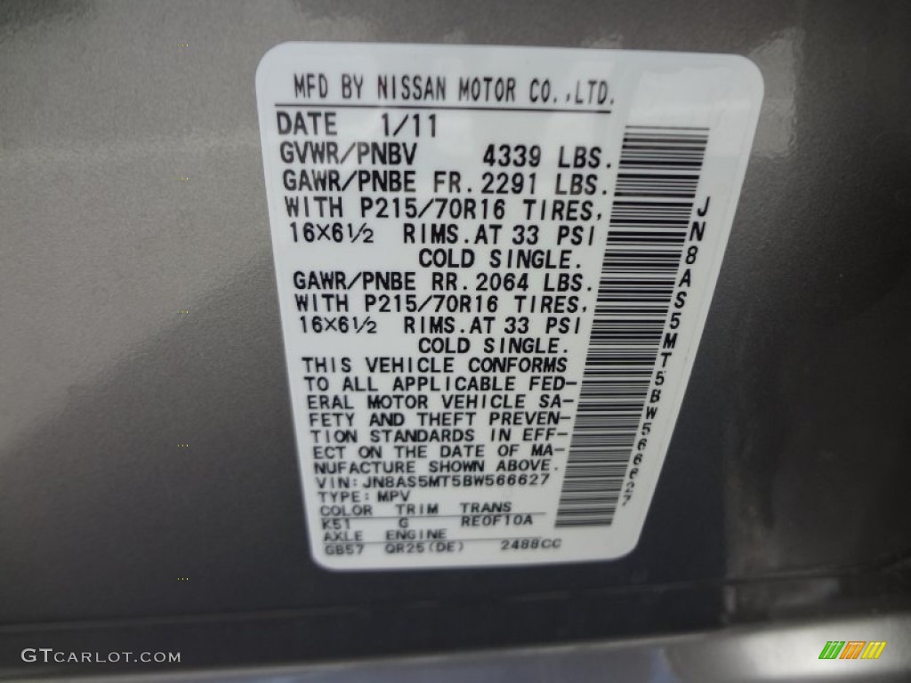 2011 Rogue S - Gotham Gray Metallic / Black photo #24