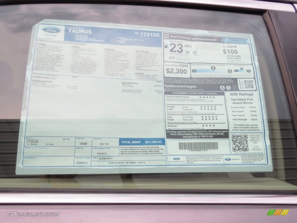 2013 Ford Taurus SE Window Sticker Photo #73147923