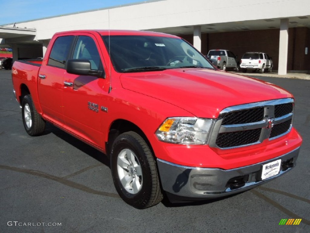 2013 1500 SLT Crew Cab 4x4 - Flame Red / Black/Diesel Gray photo #1