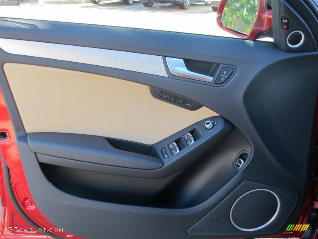 2013 Audi A4 2.0T quattro Sedan Velvet Beige/Black Door Panel Photo #73158154