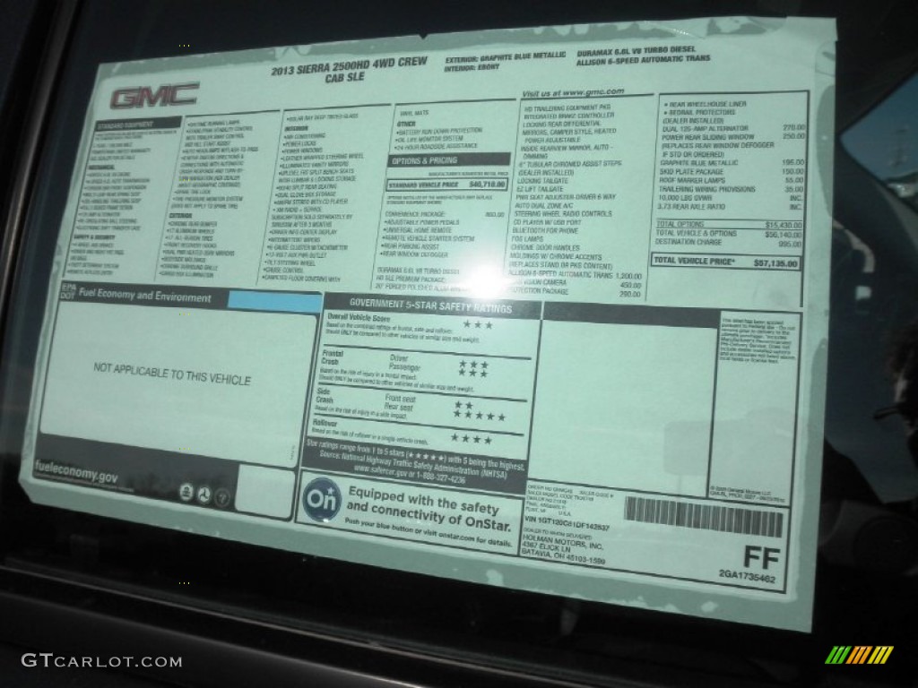 2013 GMC Sierra 2500HD SLE Crew Cab 4x4 Window Sticker Photo #73161351
