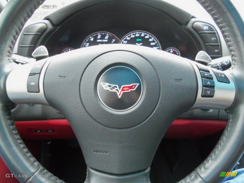 2011 Chevrolet Corvette Grand Sport Coupe Ebony Black/Red Steering Wheel Photo #73161435