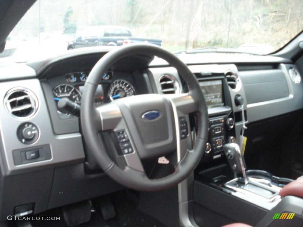 2013 F150 Limited SuperCrew 4x4 - Tuxedo Black Metallic / Limited Unique Red Leather photo #10