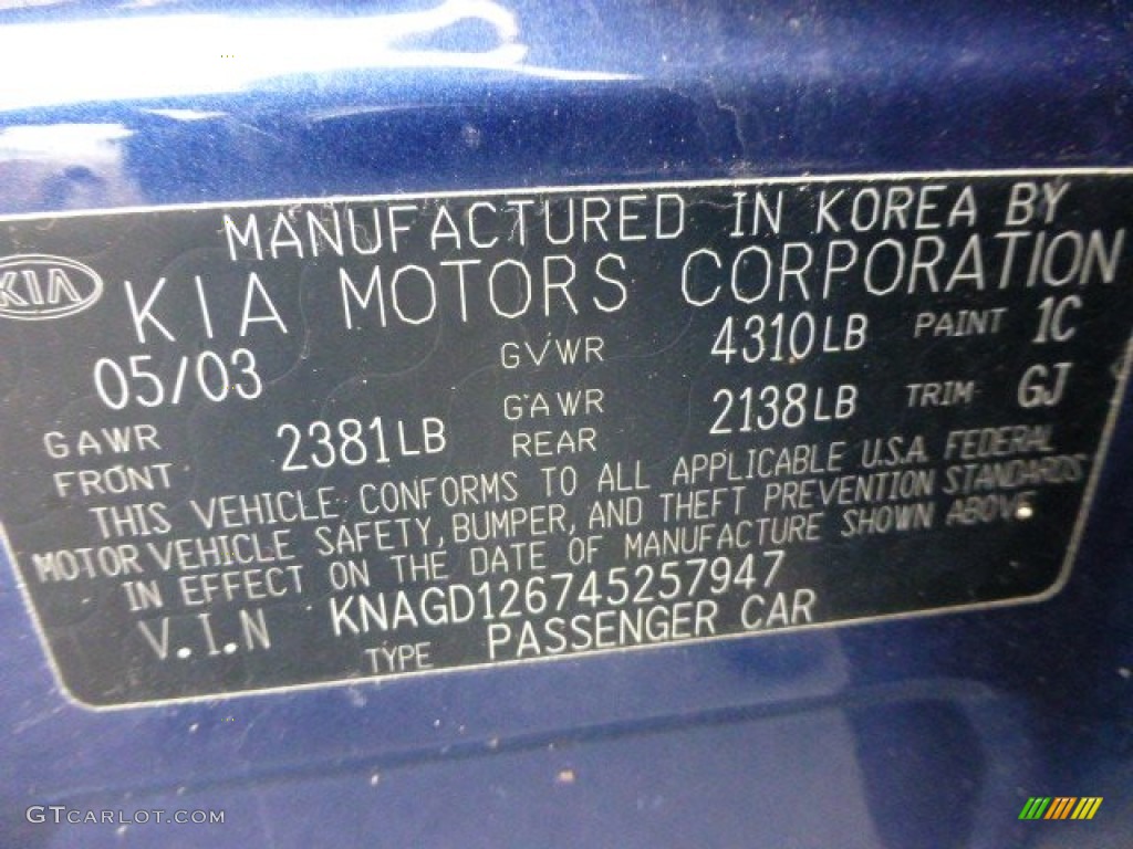 2004 Optima LX - Imperial Blue / Gray photo #14