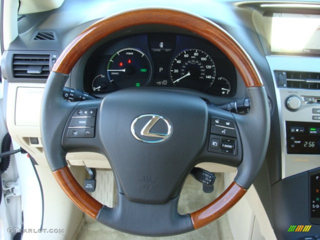 2010 RX 450h AWD Hybrid - Aurora White Pearl / Parchment/Brown Walnut photo #14