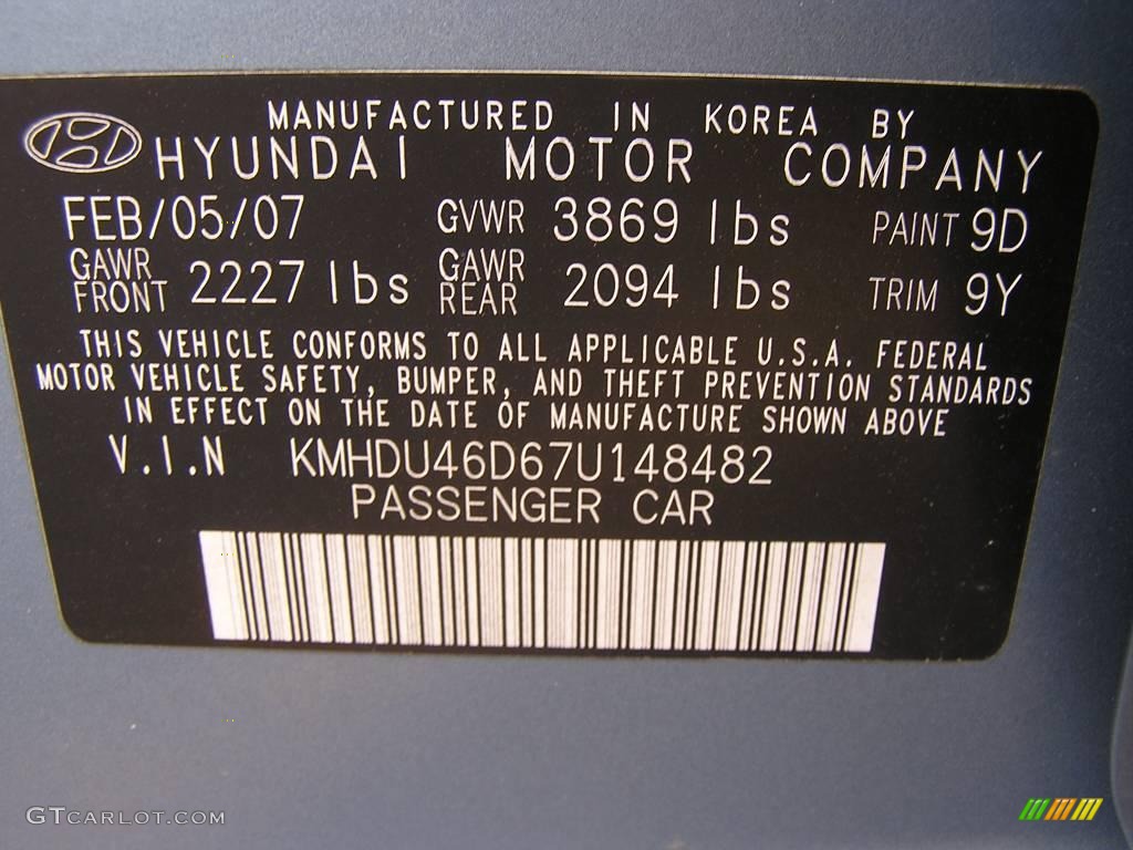 2007 Elantra GLS Sedan - Seattle Light Blue / Beige photo #16