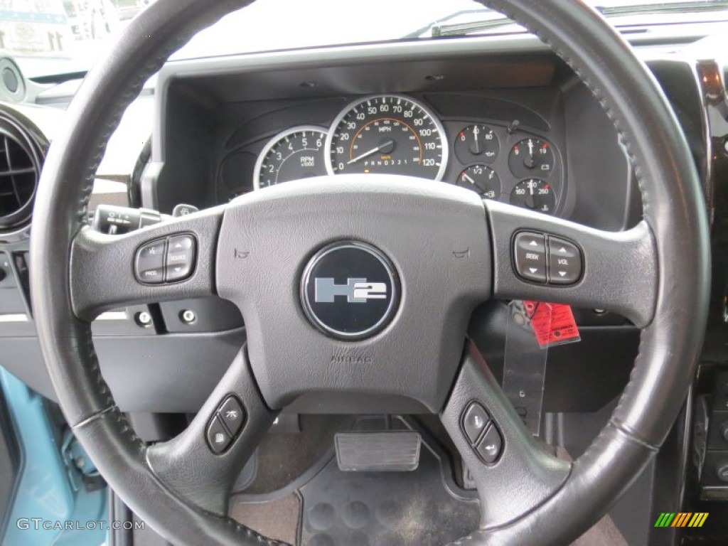 2007 Hummer H2 SUV Ebony Black Steering Wheel Photo #73178184