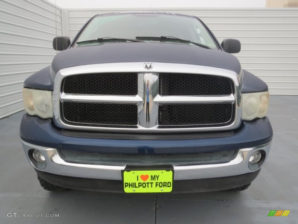 2003 Ram 1500 SLT Quad Cab 4x4 - Patriot Blue Pearl / Taupe photo #7